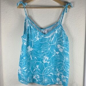 Ambrielle light blue  Floral pajamas‎ capri set large